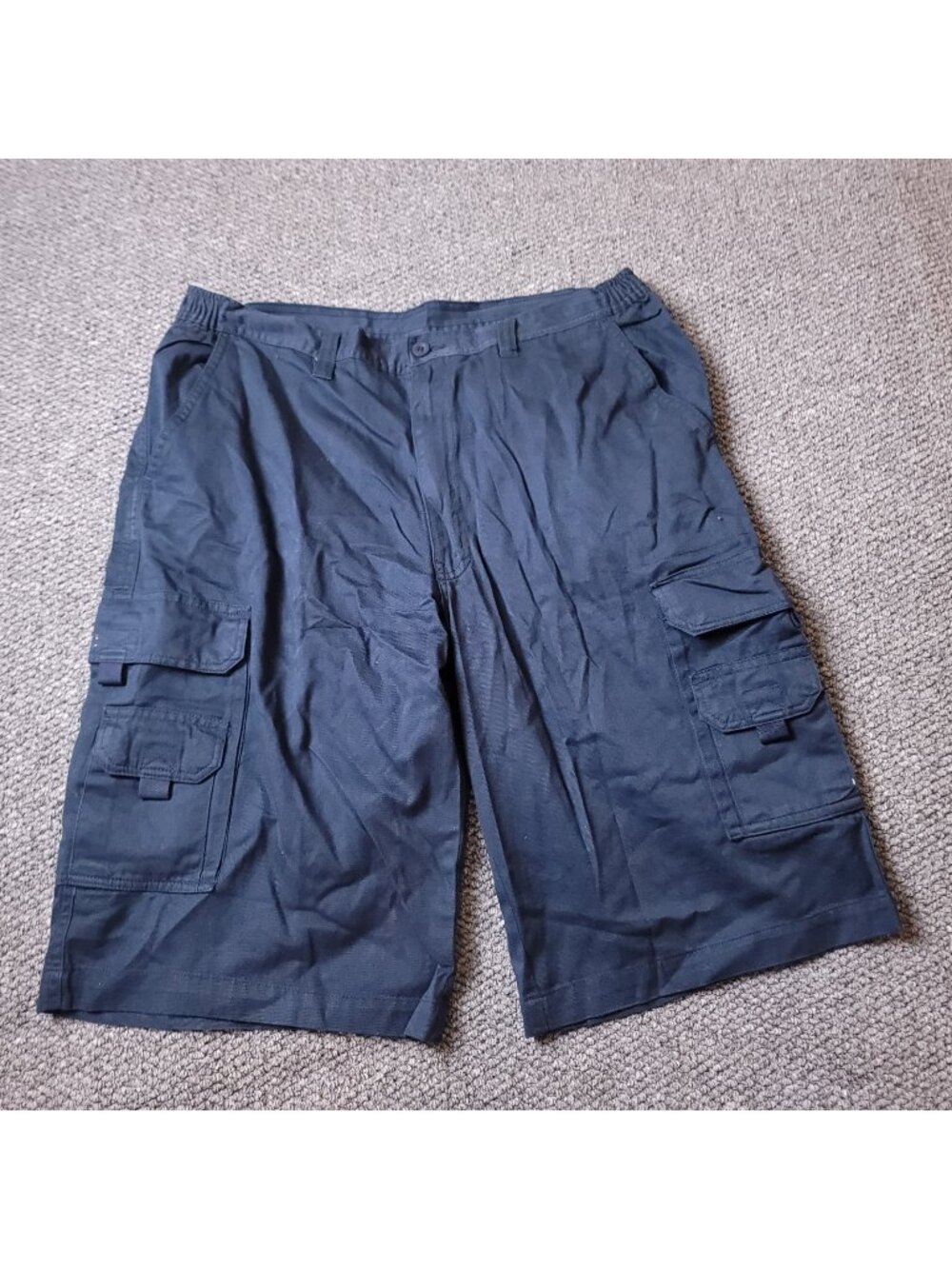 KingSize Cargo Shorts Mens 36 Big Tall Elastic Chino Cotton Khaki Hiking Blue